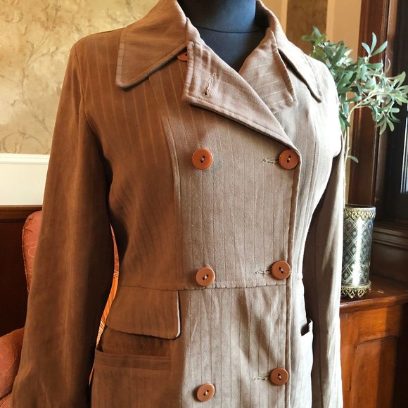 Women Double Breasted Trench Jacket With Lapel Collar, Small - Picture 6 of 12